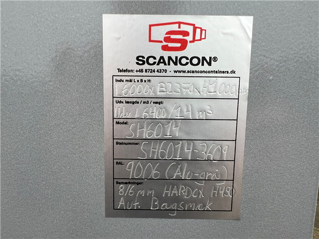 Scancon SH6014 Hardox 14m3 6000mm
